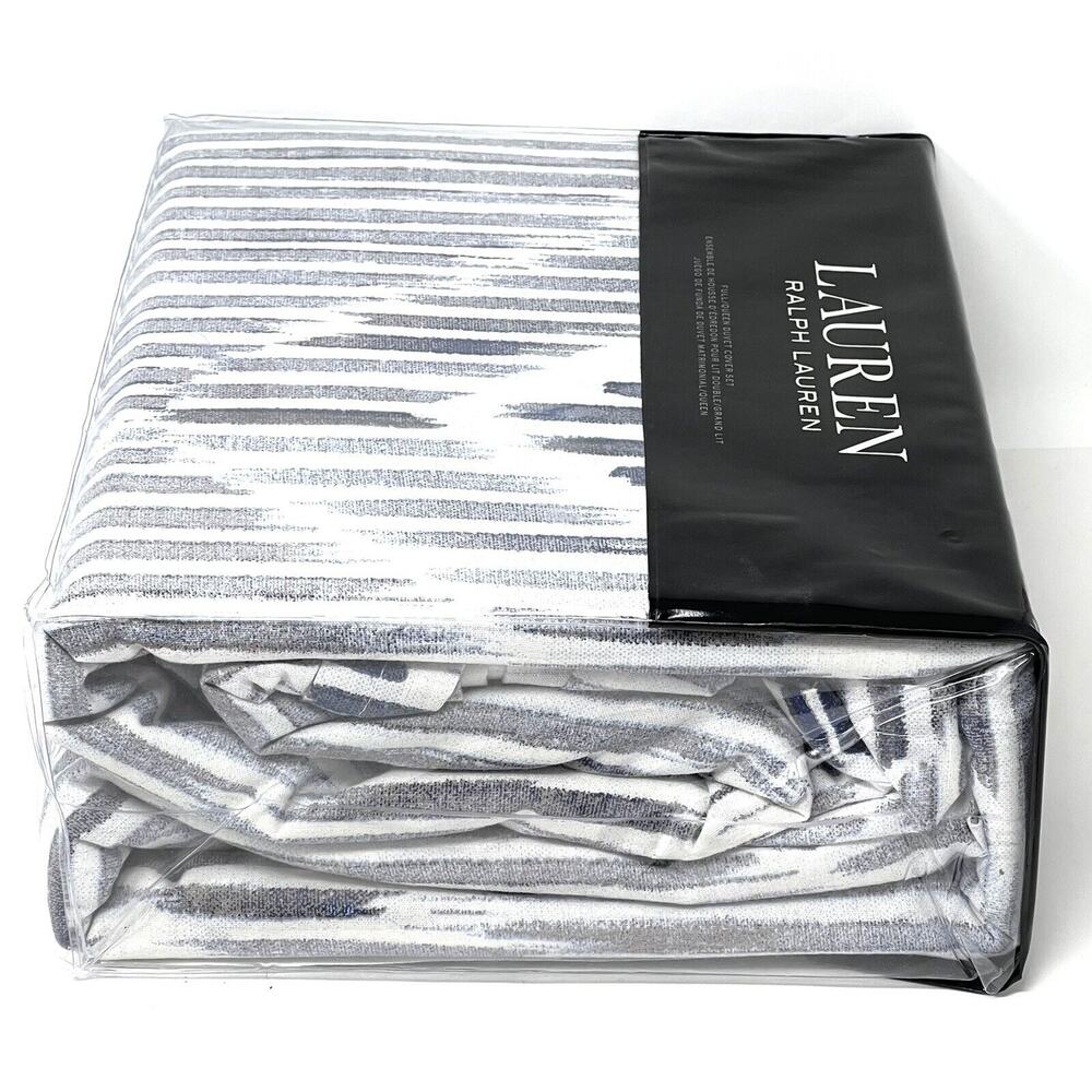 Ralph Lauren Austin Diamond Full Queen Duvet Cover + 2 Shams Grey Blue Set - Picture 5 of 10
